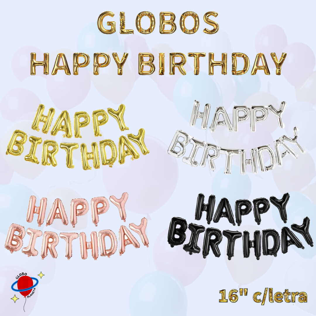 Letrero Globo Metálico Happy Birthday