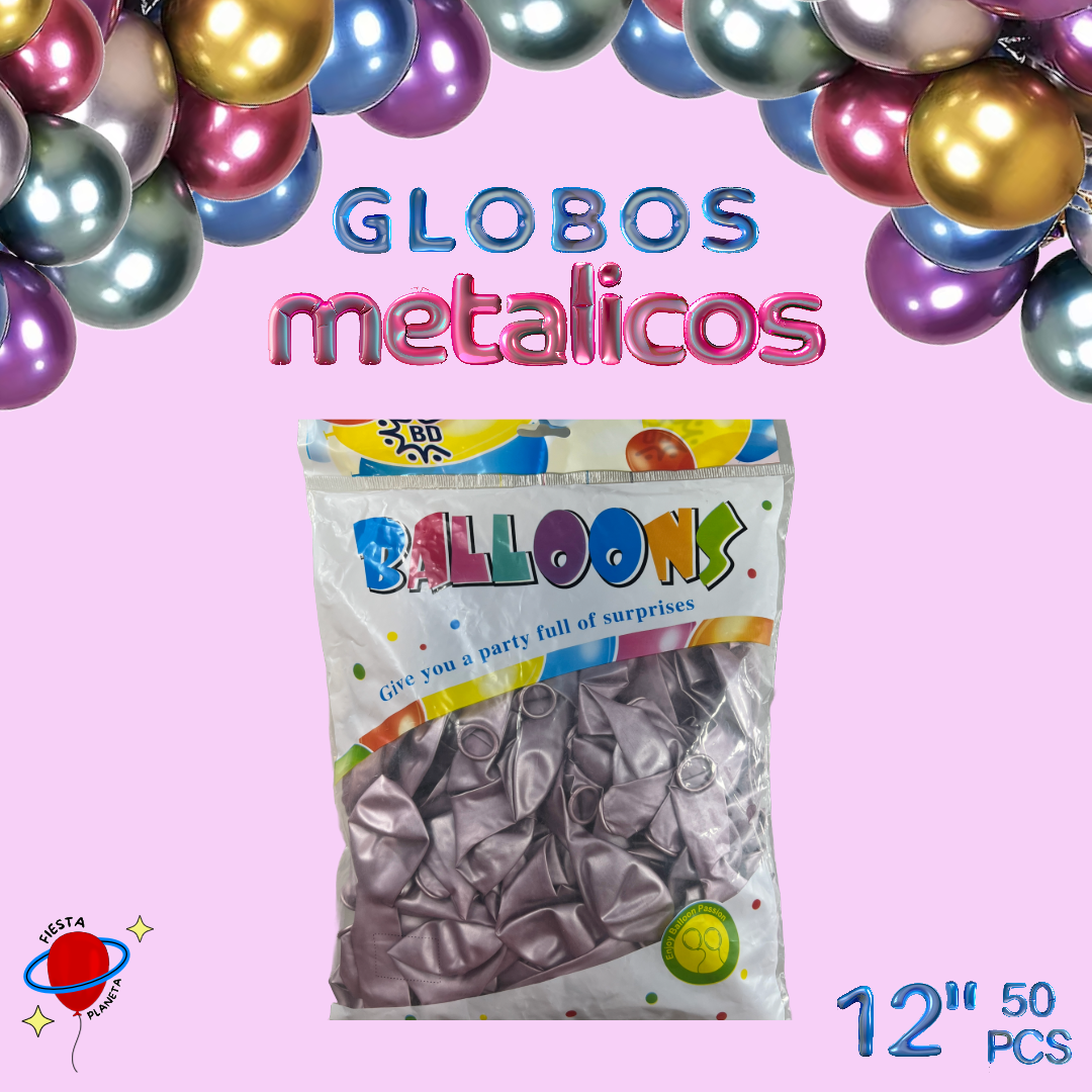 Globo Metálico 12" (50 Piezas)