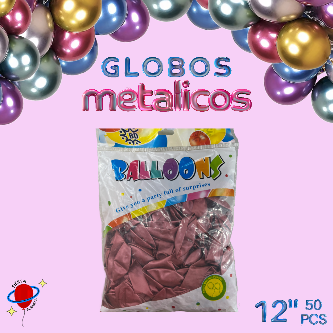 Globo Metálico 12" (50 Piezas)