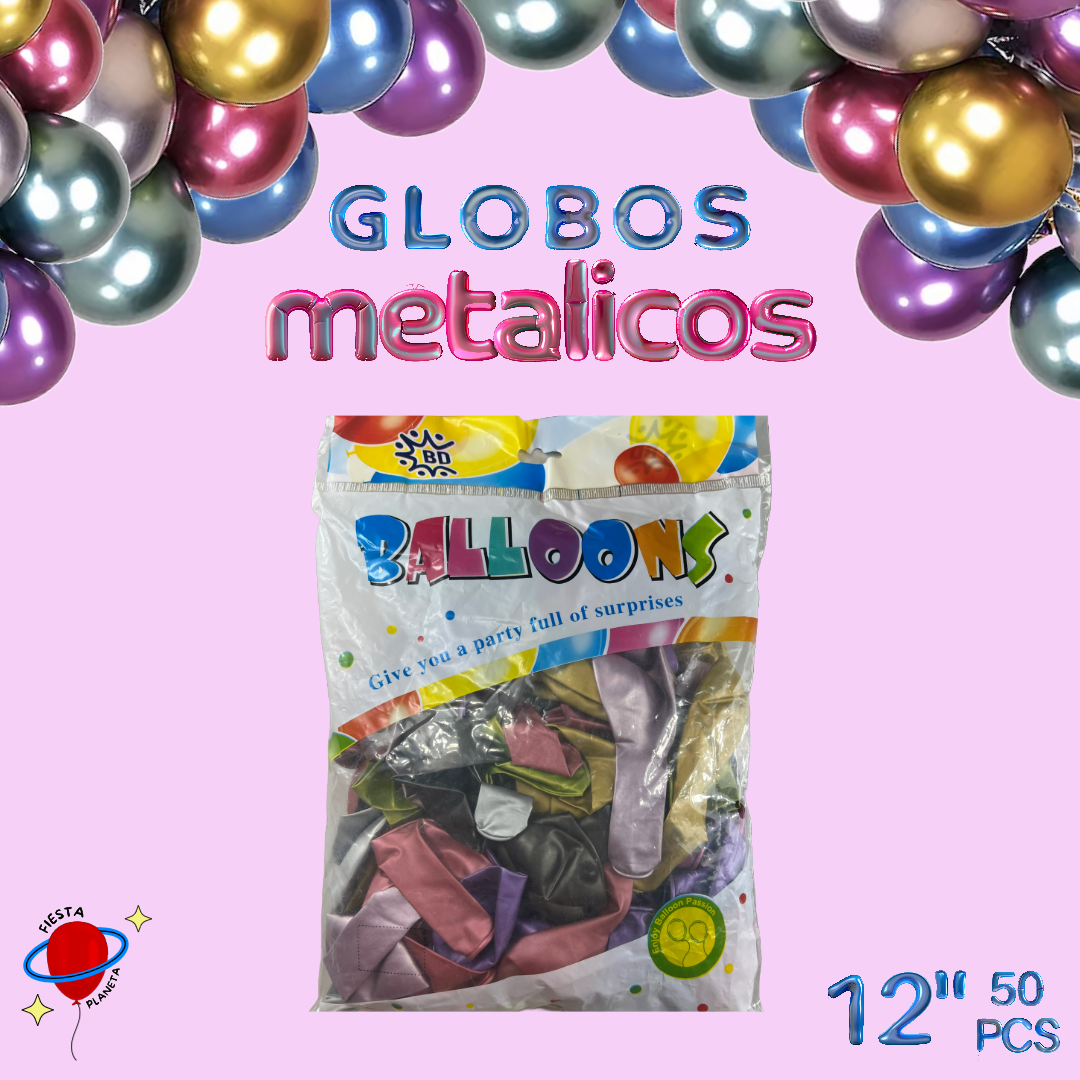 Globo Metálico 12" (50 Piezas)