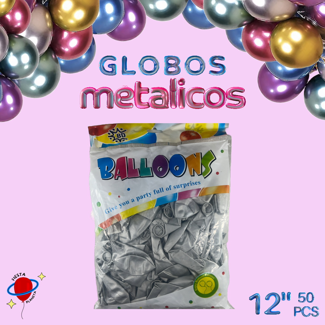 Globo Metálico 12" (50 Piezas)