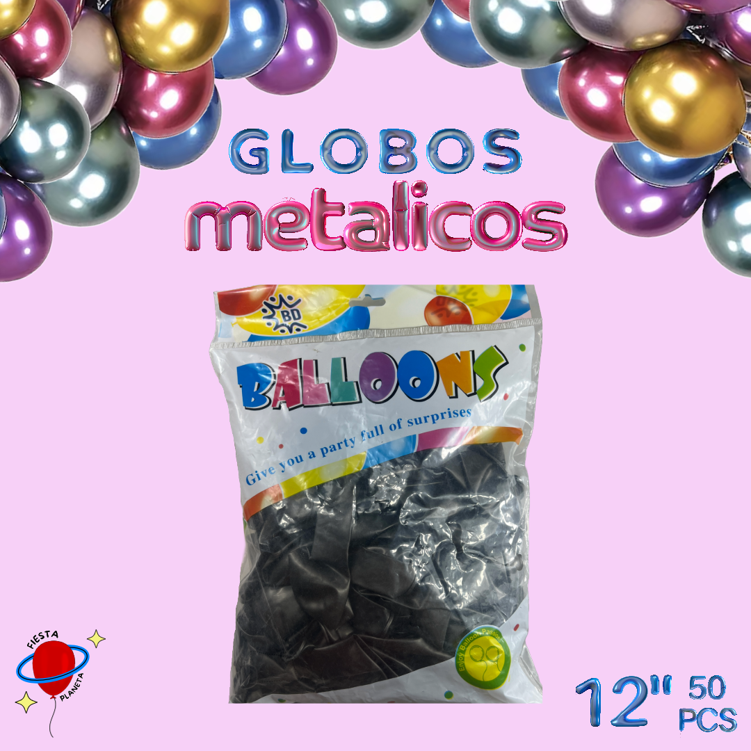 Globo Metálico 12" (50 Piezas)