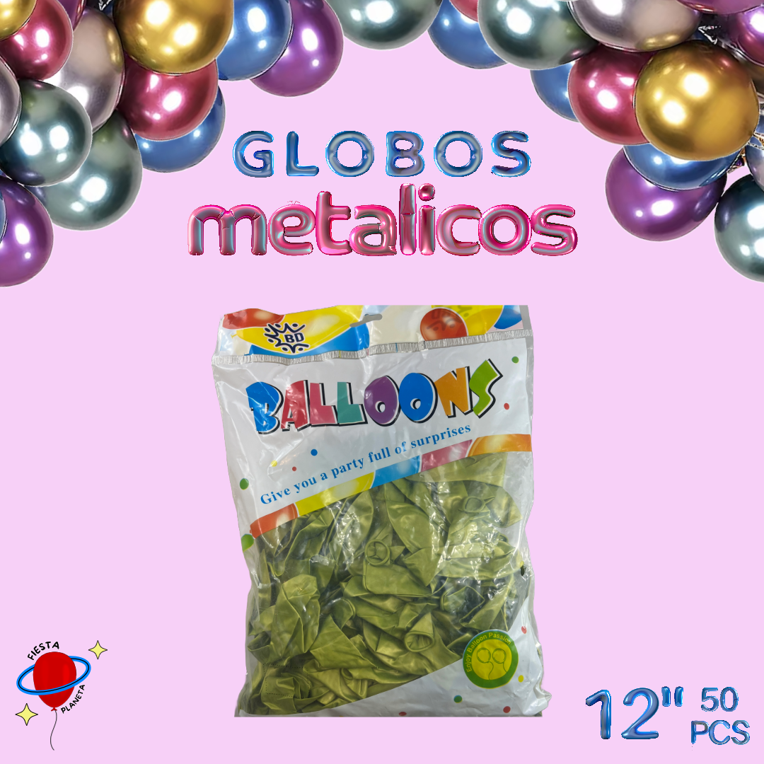 Globo Metálico 12" (50 Piezas)