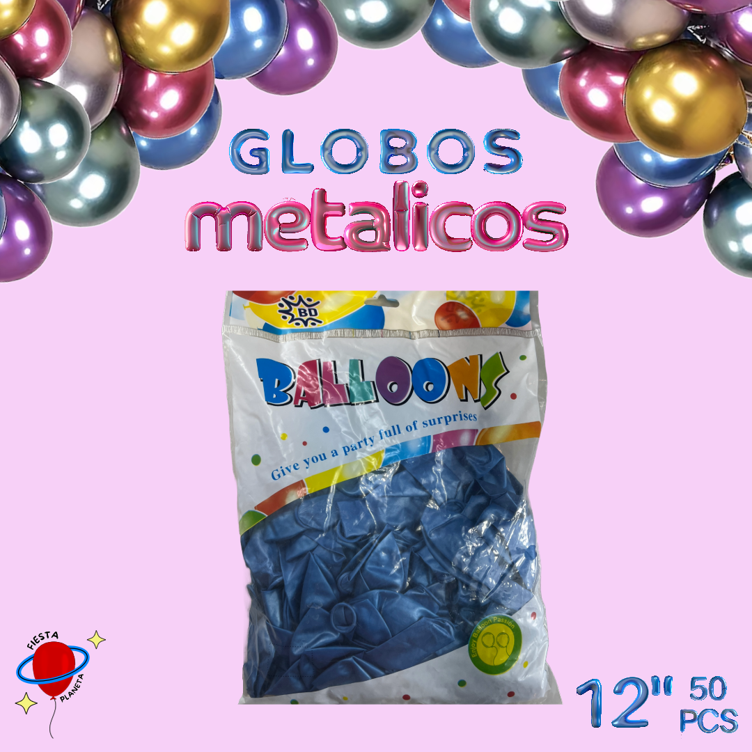 Globo Metálico 12" (50 Piezas)