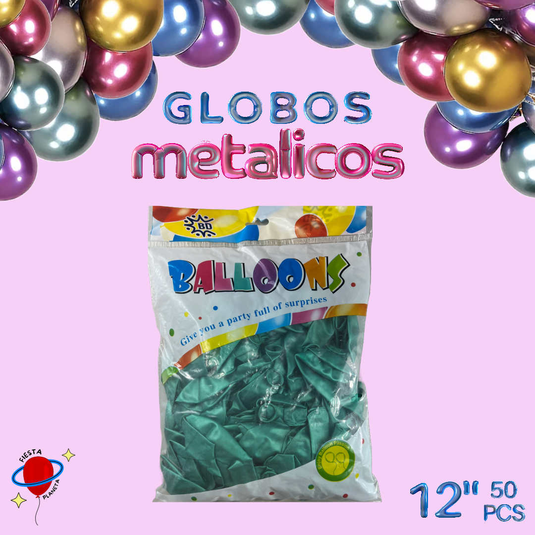 Globo Metálico 12" (50 Piezas)