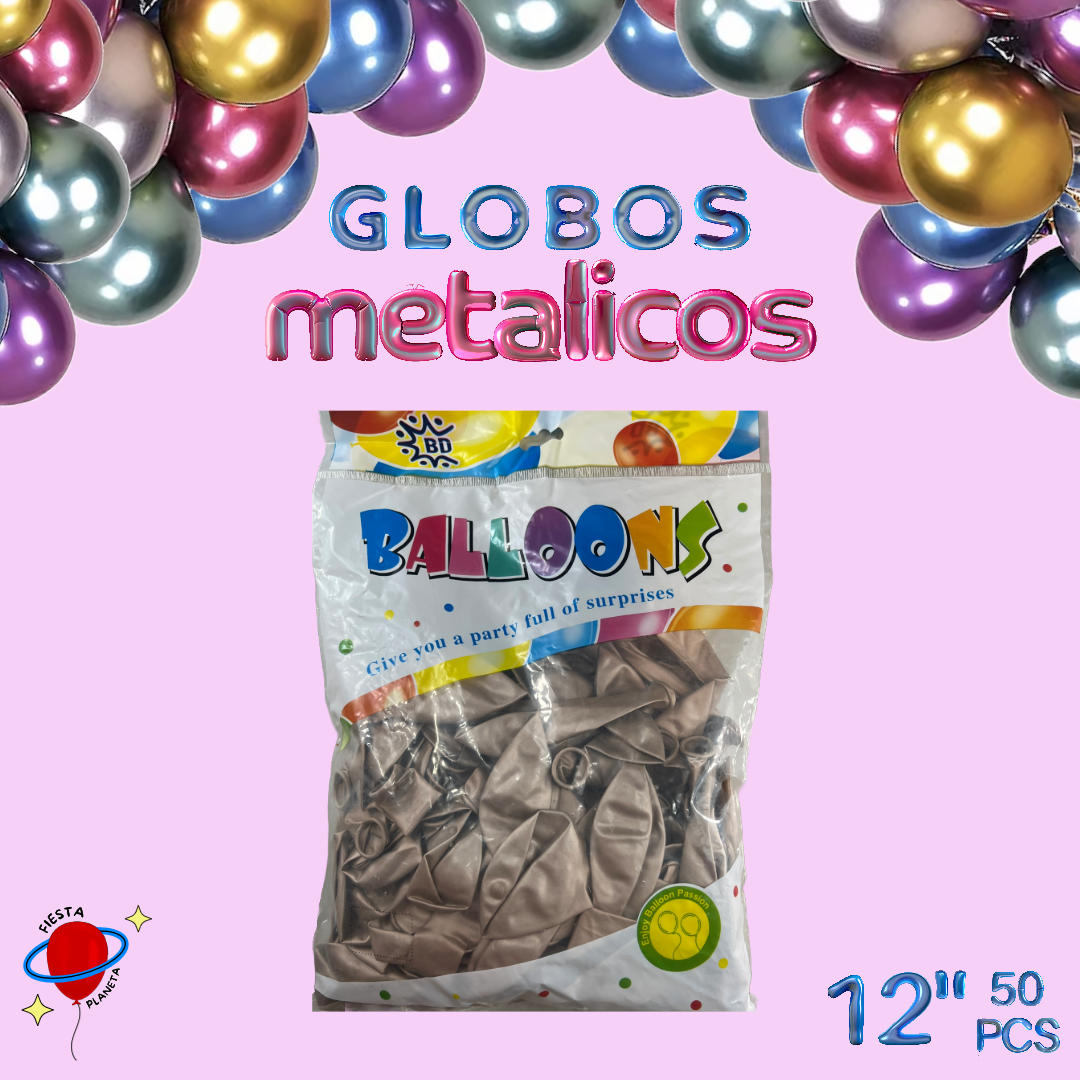 Globo Metálico 12" (50 Piezas)