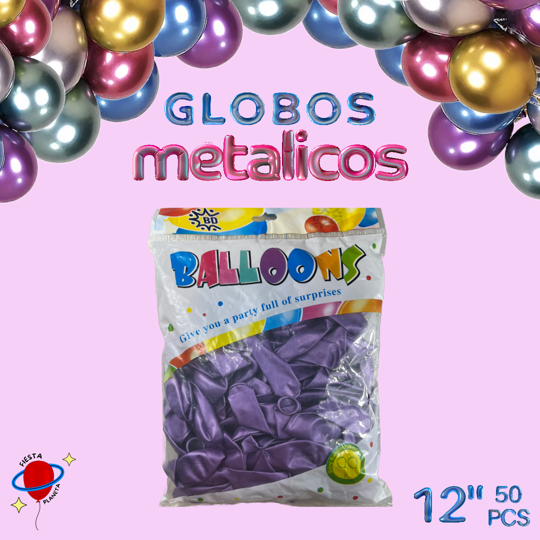 Globo Metálico 12" (50 Piezas)