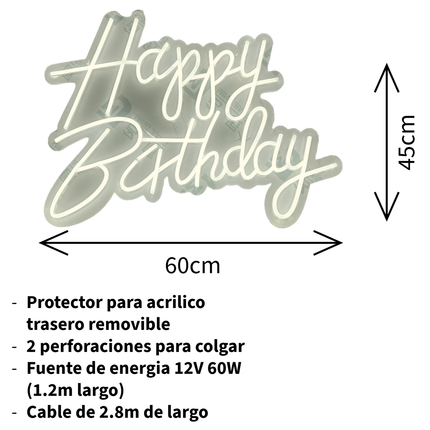 Letrero LED Happy Birthday